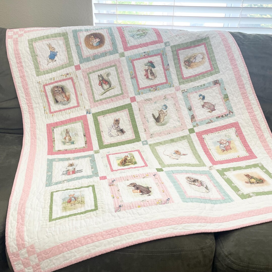 Peter Rabbit and Friends Panel Baby Quilt/ Cheater Patchwork Print/47 ...