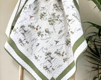 Winnie the Pooh Baby Quilt/ 100 Acre Wood Map Quilt/ Gender Neutral Baby Quilt/ 46”x37”