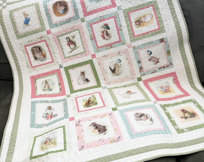 Peter Rabbit and Friends Panel Baby Quilt/ Cheater Patchwork Print/46 ...