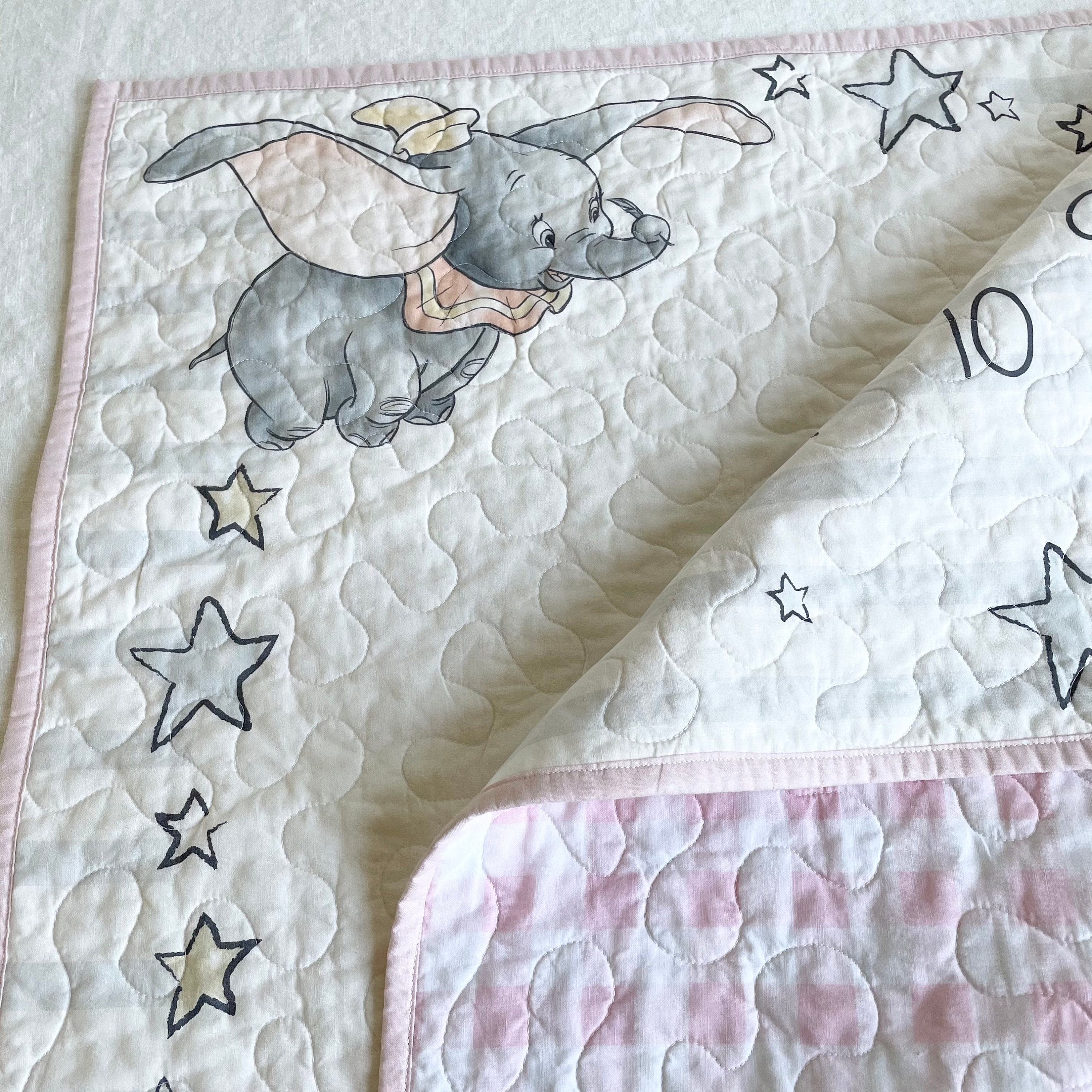 Dumbo Milestone Baby Quilt/ Baby Girl Pink Dumbo Quilt/42x34 Etsy