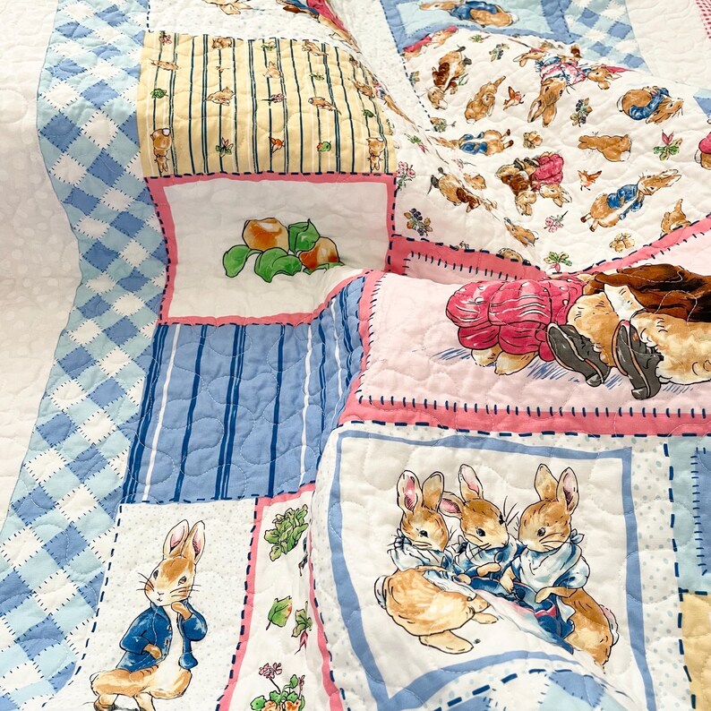 Peter Rabbit Baby Quilt: Patchwork Crib Blanket, Gender Neutral - Etsy