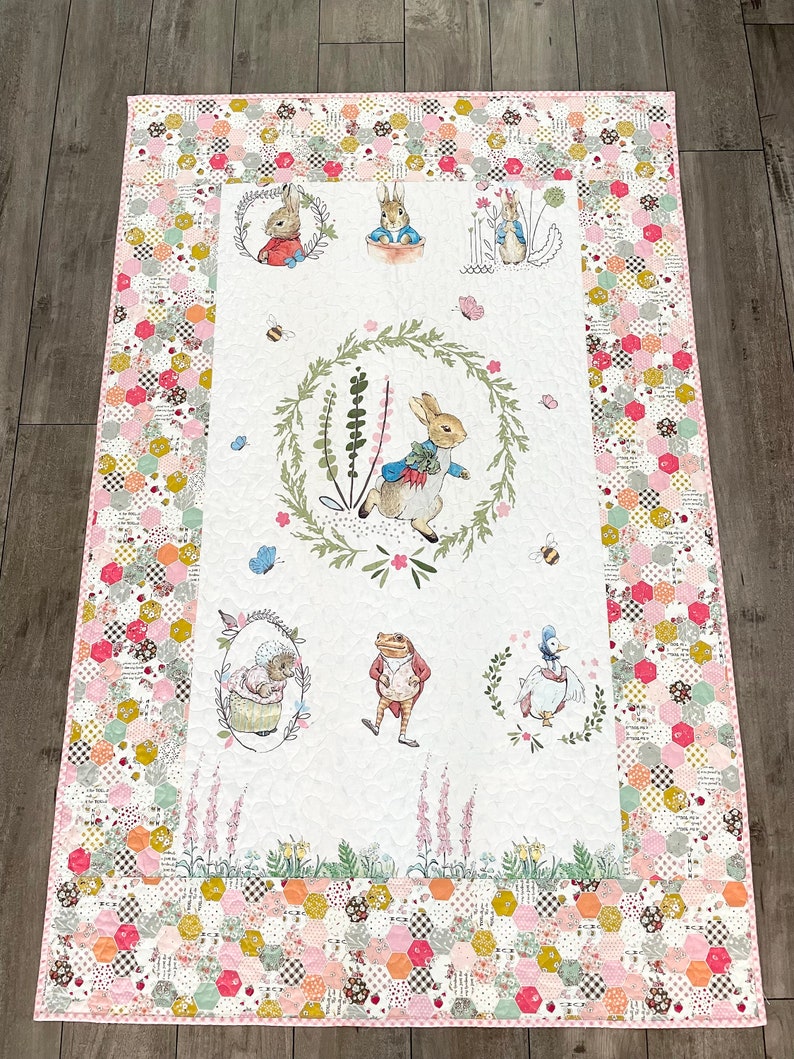 Peter Rabbit Baby Quilt/ Cheater Patchwork Print/53”x35” - Etsy
