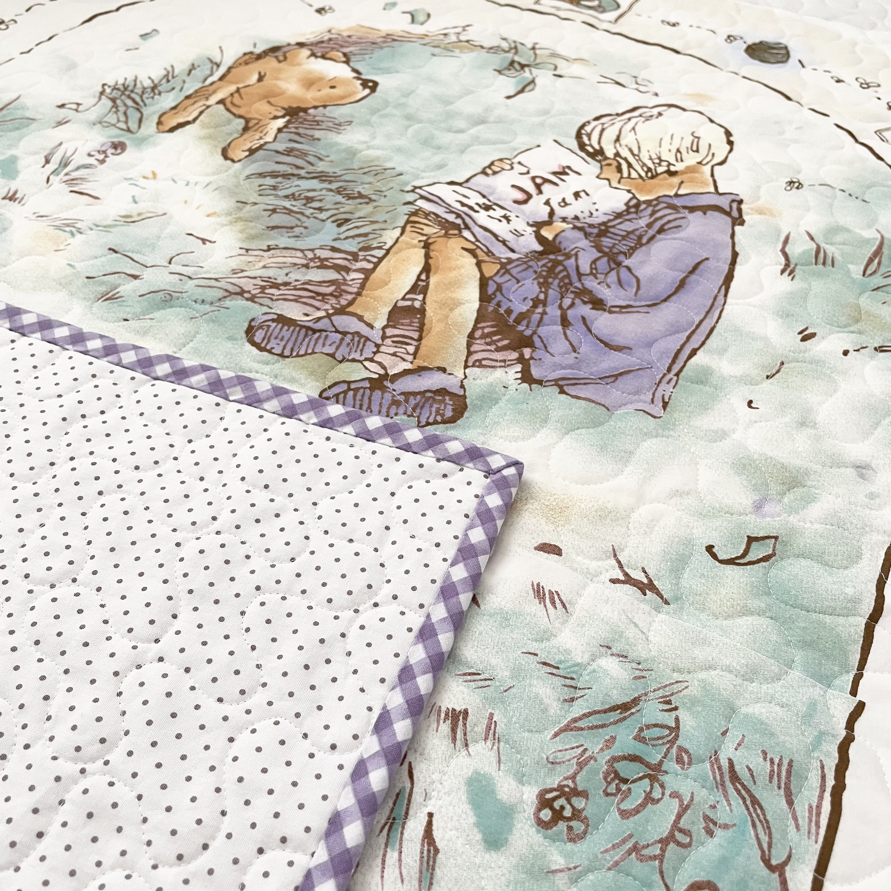 Classic Winnie the Pooh Baby Quilt/ Pooh and Christopher Robin Quilt/46”x33” / Vintage Winnie the Pooh Quilt/Out of Print fabric