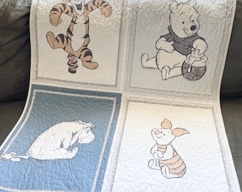 Winnie the Pooh and Friends Baby Quilt/ Gender Neutral Baby Quilt/ 41”x34”