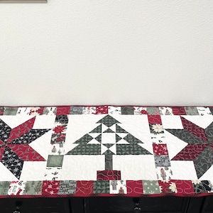 Farmhouse Christmas Patchwork Table Runner/43”x16”