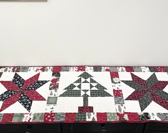 Farmhouse Christmas Patchwork Table Runner/43”x16”