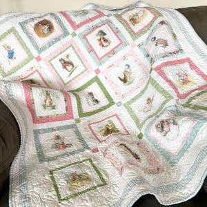 Peter Rabbit and Friends Panel Baby Quilt/ Cheater Patchwork Print ...
