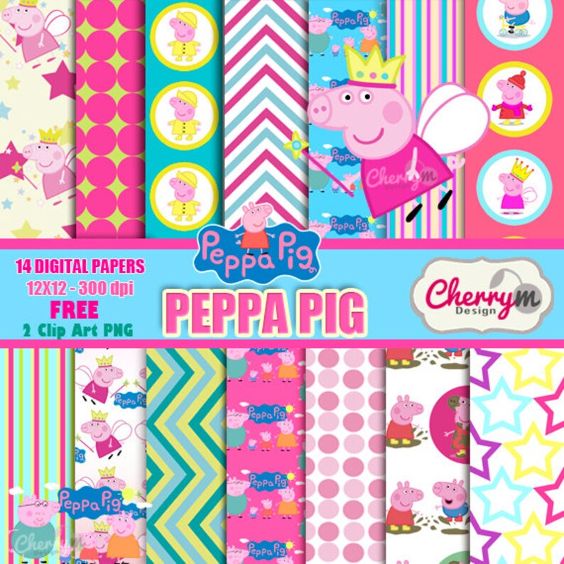 Peppa Pig Digital Paper Free Clip art scrapbook papers | Etsy