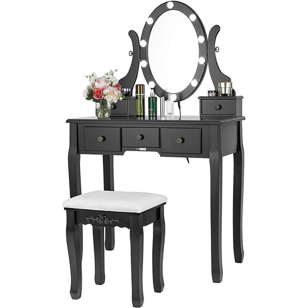 Modern Makeup Vanity Dressing Table With Rotating Lighted Etsy
