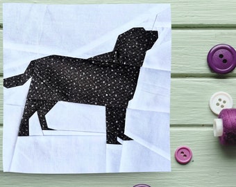 FPP Pattern Labrador Dog Silhouette Foundation Paper Piecing Quilt Block PDF Instant Download 10 inch