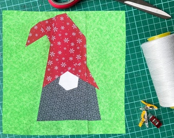 FPP Quilt Block Pattern Christmas Gnome Foundation Paper Piecing 50 x 50cm PDF