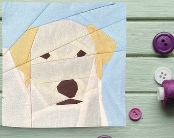 FPP Pattern Labrador Dog Foundation Paper Piecing Quilt Block  PDF Instant Download 6 and 12 inch Dog Lovers or Child Quilt