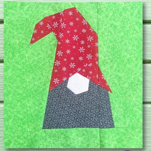 FPP Quilt Block Pattern Christmas Gnome Foundation Paper Piecing 50 x 50cm PDF Easy Beginners Design
