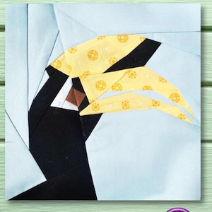 FPP Pattern Oriental Pied Hornbill Bird Foundation Paper Piecing Borneo Garden Bird Collection 20x20cm and 25x25cm PDF Instant Downlo