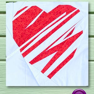 FPP Pattern Heart paper piecing quilt block PDF 6 & 12 inch foundation piecing for weddings valentines baby gifts Instant download