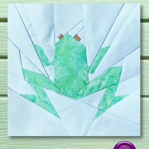 FPP Pattern Green Frog Foundation Paper Piecing Quilt Block Borneo Garden Collection PDF Instant Download 20cm and 25cm