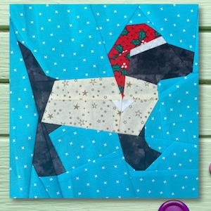 Christmas Puppy Quilt Block Pattern Foundation Paper Piecing FPP Printable PDF