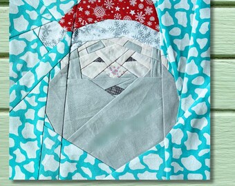 Christmas Santa Claus Quilt Block Pattern Printable Foundation Paper Piecing Pattern FPP Downloadable PDF New
