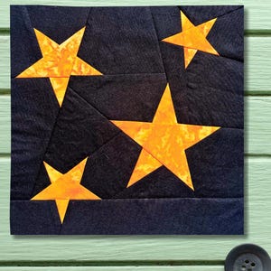 Patrón de patchwork con papel base para bloque de colcha de estrellas, 25 cm (descarga en PDF)
