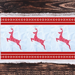 FPP Quilted Christmas Reindeer Festive Holiday Table Runner PDF Foundation Paper Piecing