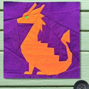 Dragon Quilt Block Pattern Foundation Paper Piecing FPP PDF 25.4 cm or 10 inch