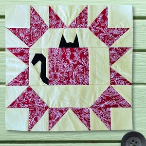 FPP Pattern Cat Star Foundation Paper Piecing 25.4x25.4cm or 10 inch Modern Quilt Block Design PDF