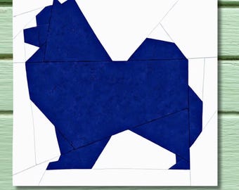 FPP Pattern Pomeranian Dog Silhouette Foundation Paper Piecing Quilt  PDF Instant Download 10 inch