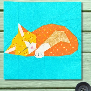 Sovande kattunge Quiltblock FPP-mönster Foundation Paper Piecing Utskrivbar PDF 51 x 51 cm eller 20 tum