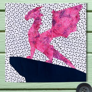 Dragon Quilt Block Pattern Foundation Paper Piecing FPP Instant Download PDF 50.8cm x 50.8cm or 20 Inches