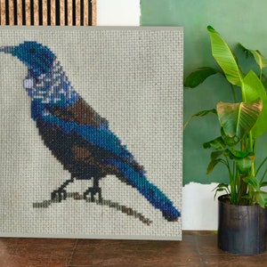 Cross Stitch Pattern Native New Zealand Tui Bird (Colour) PDF Instant Download