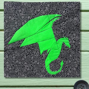 Dragon Quilt Block Pattern Foundation Paper Piecing FPP Instant Download PDF 40.6cm x 40.6cm  or 16 Inches