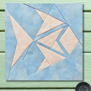 FPP Pattern Geometric Fish Foundation Paper Piecing 25.4x25.4cm or 10 inch Modern Quilt Block Design PDF