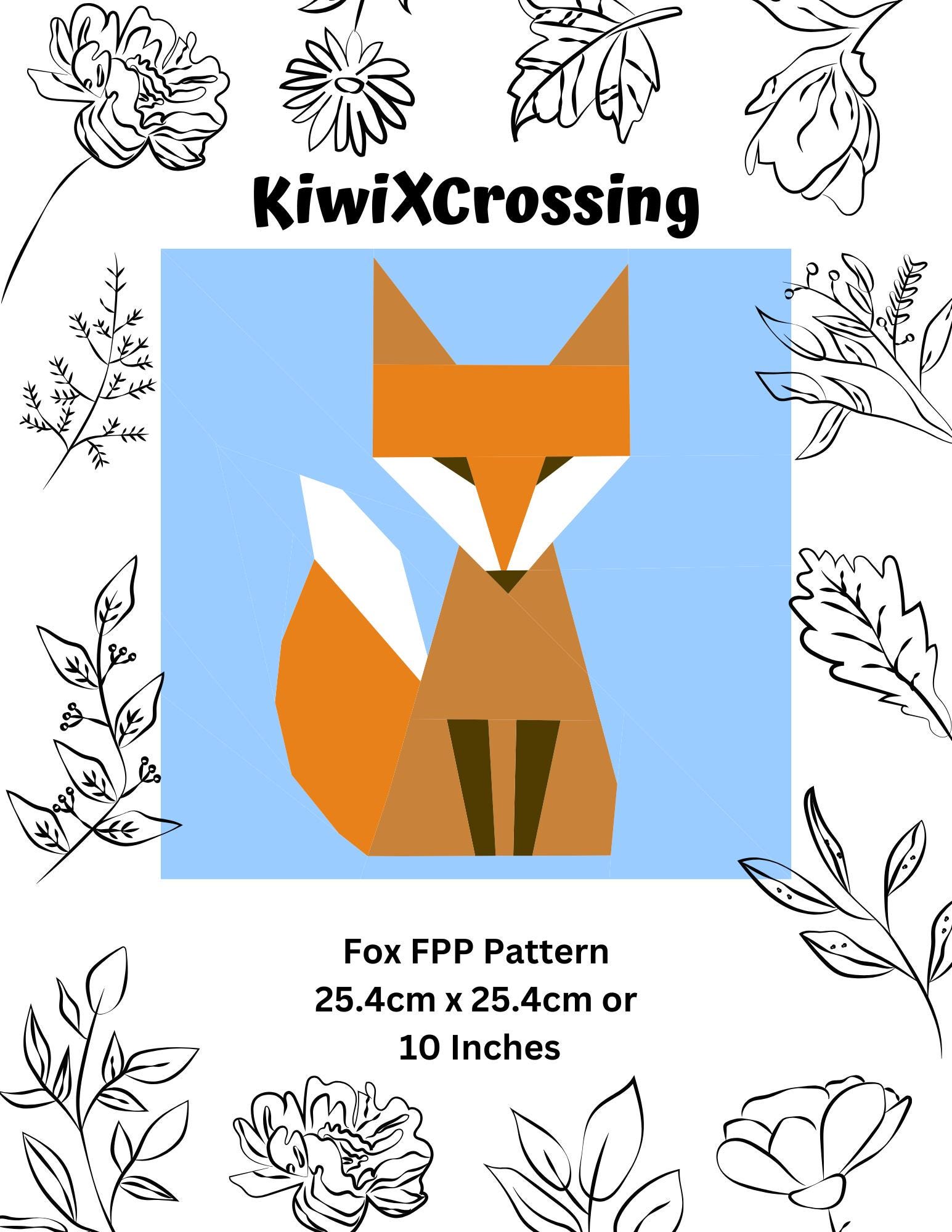 Fox Quilt Block Pattern Foundation Paper Piecing FPP Printable PDF 25.4 ...
