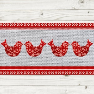 FPP Pattern Christmas Scandi Inspired Birds Festive Holiday Table Runner PDF Foundation Paper Piecing