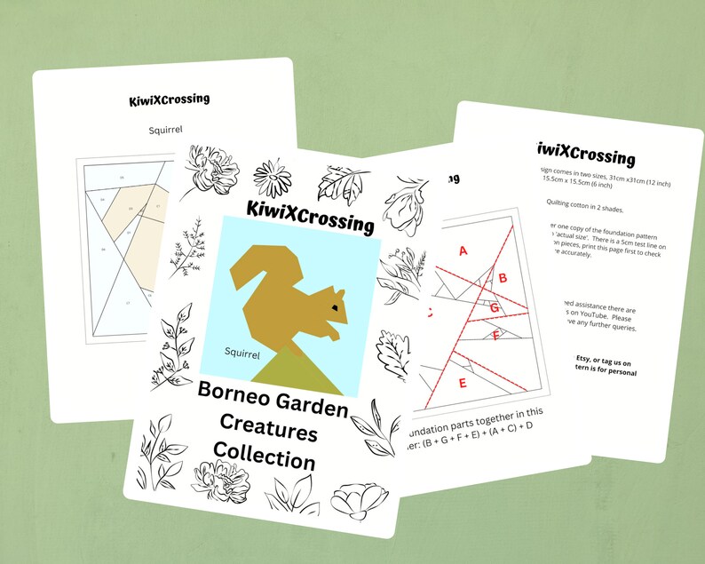 FPP Pattern Squirrel Foundation Paper Piecing Block Borneo Garden ...