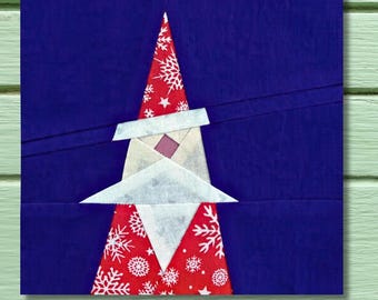 Santa Claus Christmas Quilt Block Pattern Beginners Foundation Paper Piecing FPP Printable PDF 15.2 cm and 25.4 cm or 6 x 10 inches New Easy