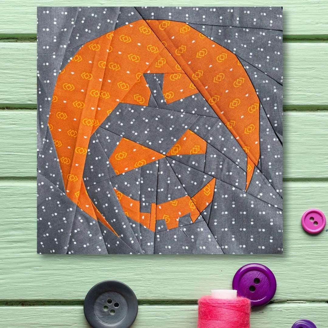 Devil Fpp Pattern FPP Pattern Evil Pumpkin Halloween Face Foundation Paper Pieced Quilt ...