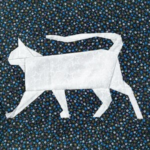 Cat Silhouette FPP Pattern, Foundation Paper Piecing Modern Quilt Block (PDF)
