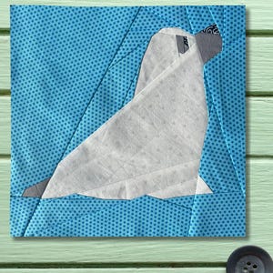 Patrón de bloque de edredón Ghost Dog, base FPP, paper piecing, imprimible en PDF, 25,4 x 25,4 cm (10 pulgadas)