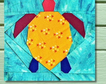 FPP Pattern Rainbow Turtle Foundation Paper Piecing 25.4cm or 10 inch Modern Quilt Block Design PDF