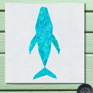 Whale Quilt Block Pattern Foundation Paper Piecing FPP Printable PDF 25.4 cm or 10 inches