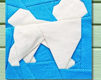 FPP Pattern Shih Tzu Dog Silhouette Foundation Paper Piecing Quilt  PDF Instant Download 10 inch