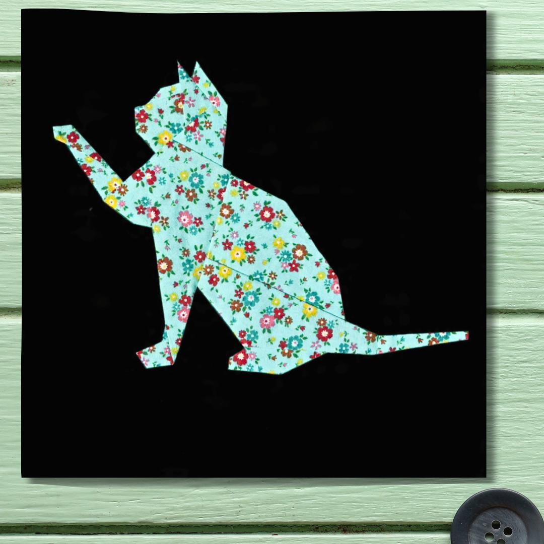 FPP Pattern Cat 5 Silhouette Foundation Paper Piecing 25.4x25.4cm or 10 ...