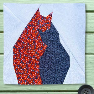FPP Pattern Two Cats  Silhouette Foundation Paper Piecing 25.4x25.4cm or 10 inch Modern Quilt Block Design PDF