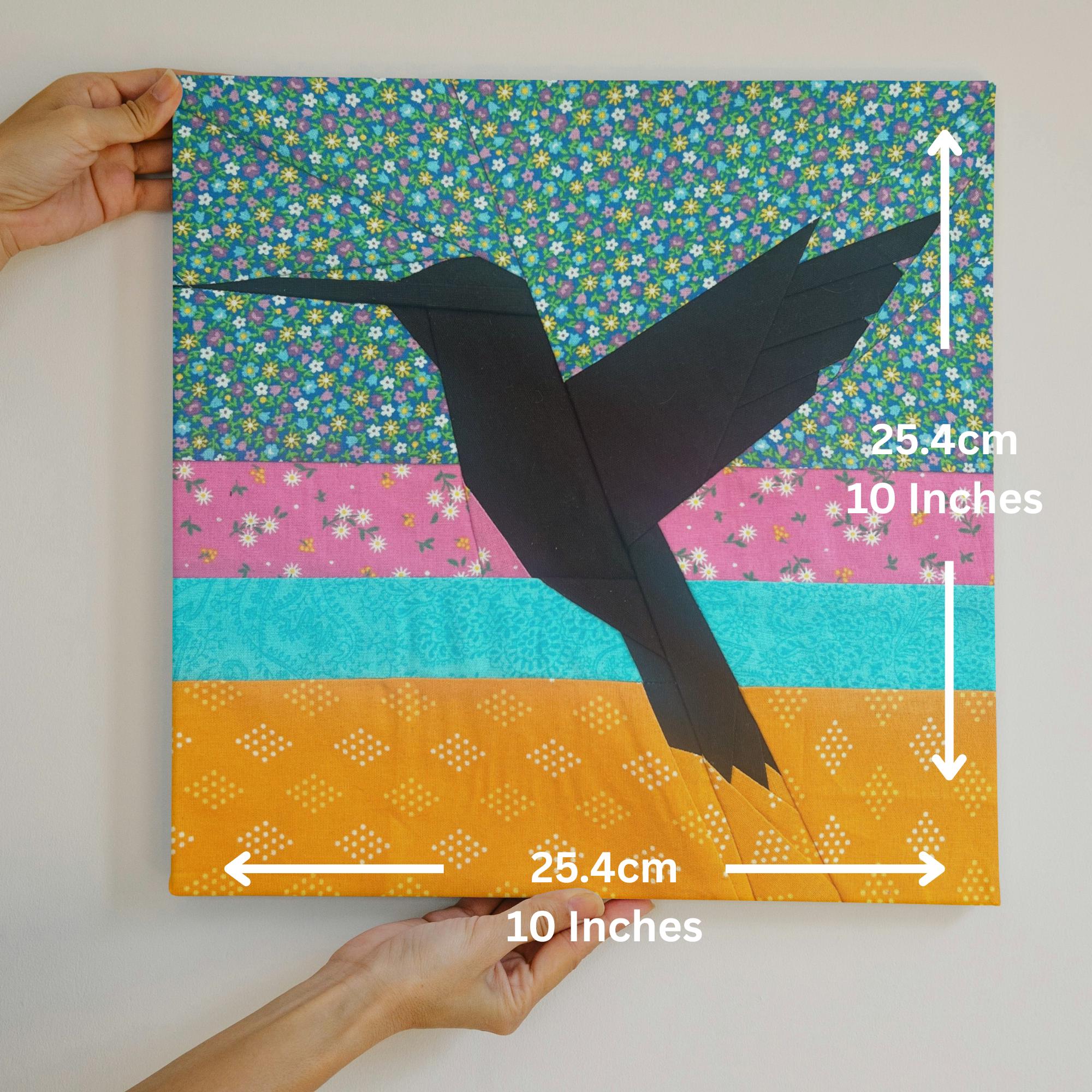 FPP Pattern Hummingbird Foundation Paper Piecing 25.4x25.4cm or 10 Inch ...