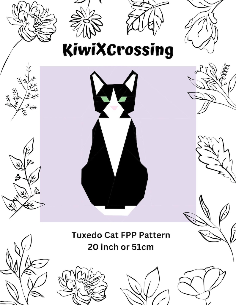 Tuxedo Cat Quilt Block Pattern Foundation Paper Piecing FPP Instant ...