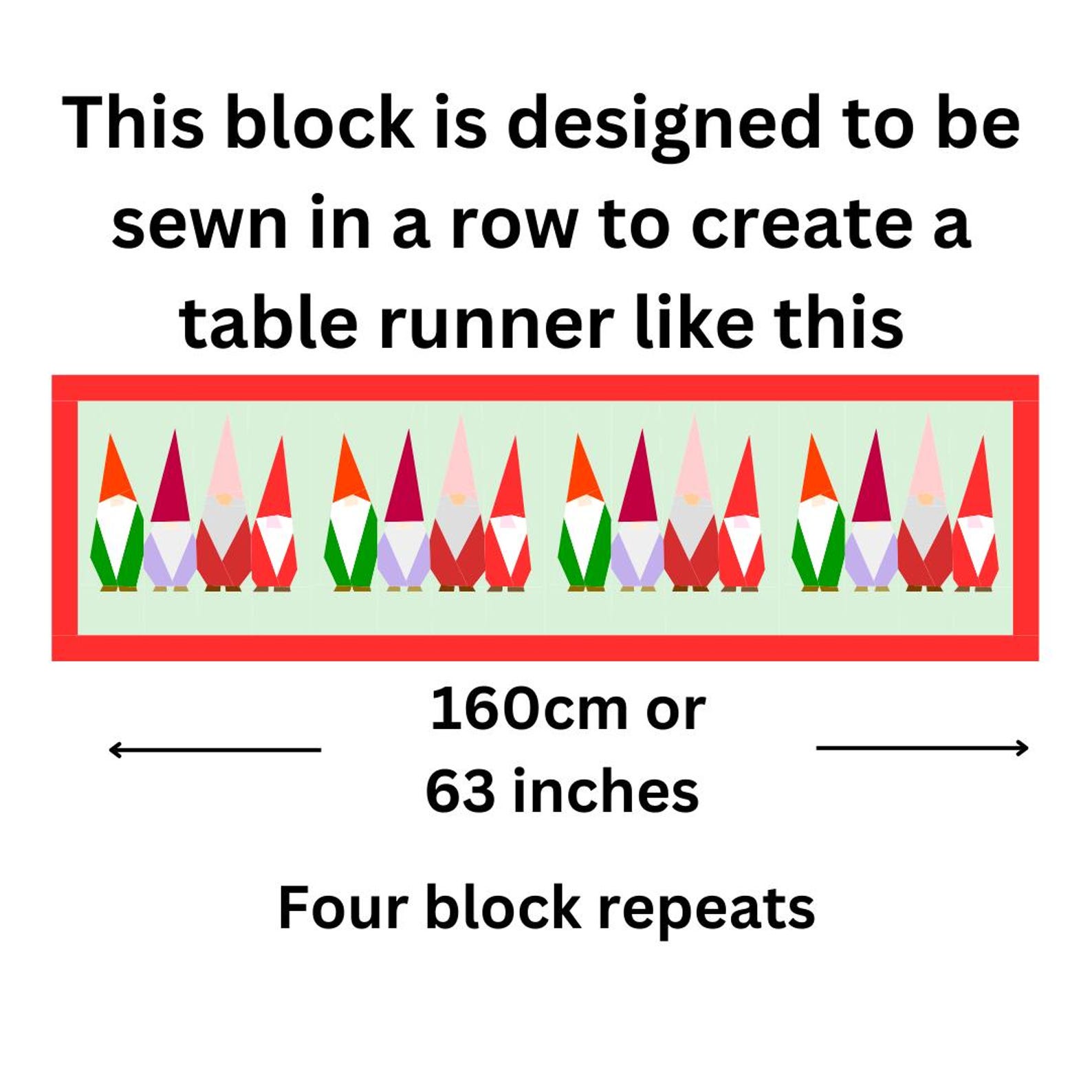 FPP Pattern Christmas Gnomes Block or Holiday Table Runner PDF ...