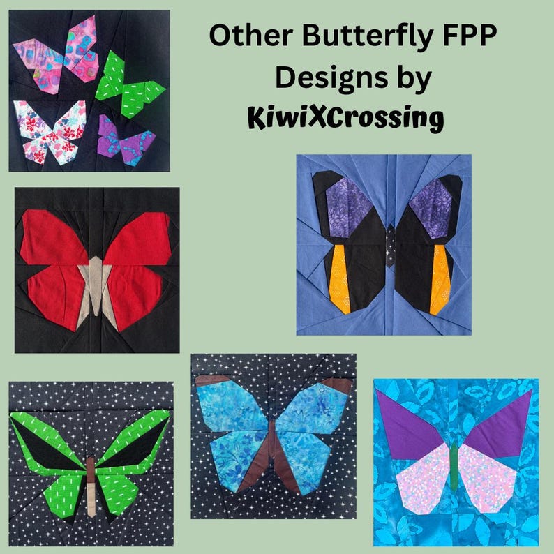FPP Pattern Butterflies Foundation Paper Piecing 25.4 X 25.4cm or 10 ...