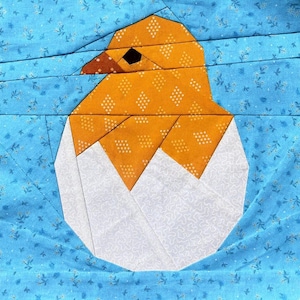 FPP Pattern Easter Chick Foundation Paper Piecing 25.4x25.4cm or 10 inch Modern Quilt Block Design PDF