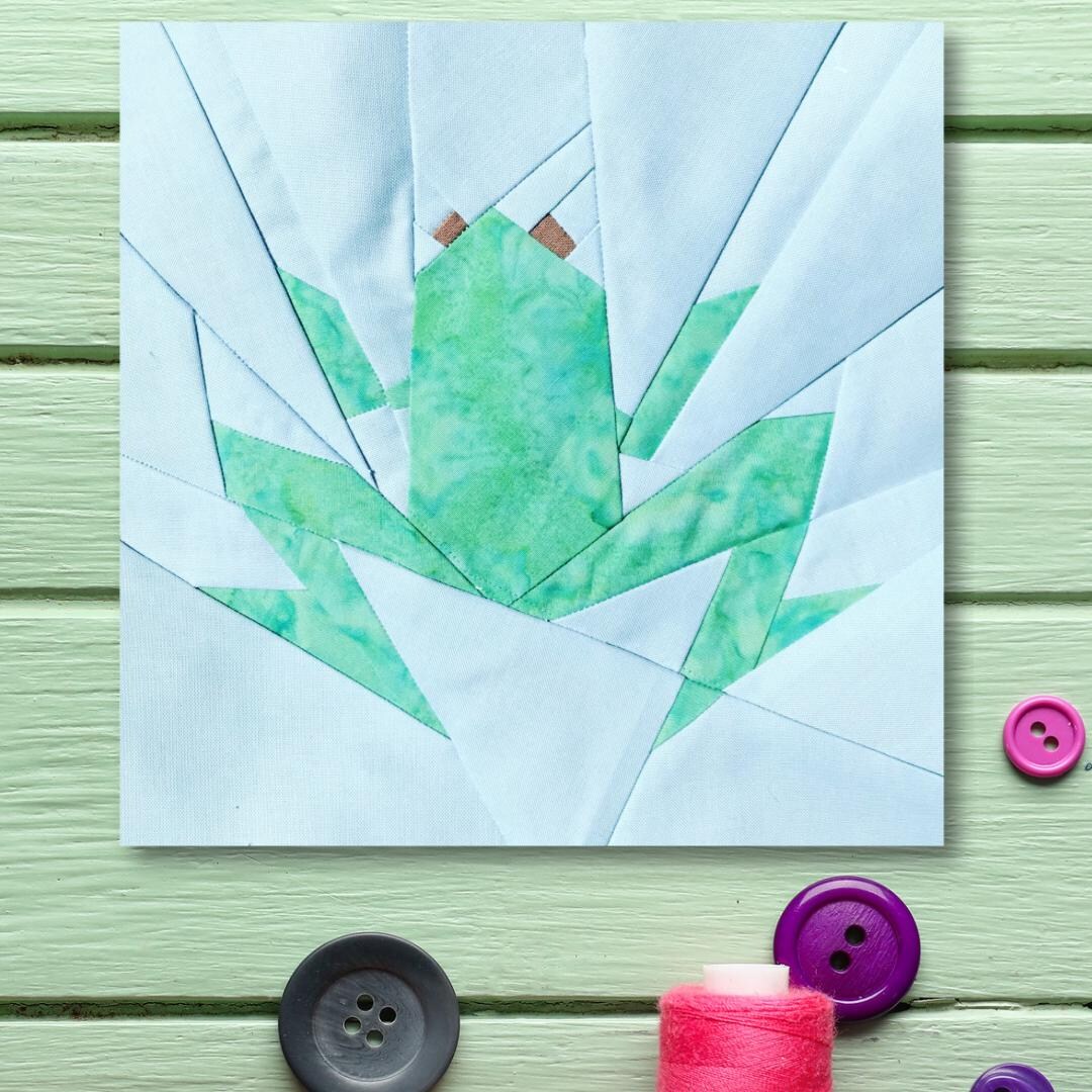 FPP Pattern Green Frog Foundation Paper Piecing Quilt Block Borneo ...